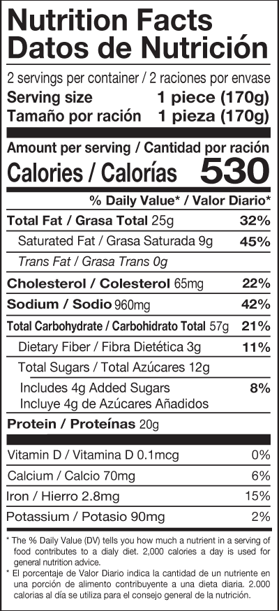 Nutritional facts cachitos de jamon in Miami